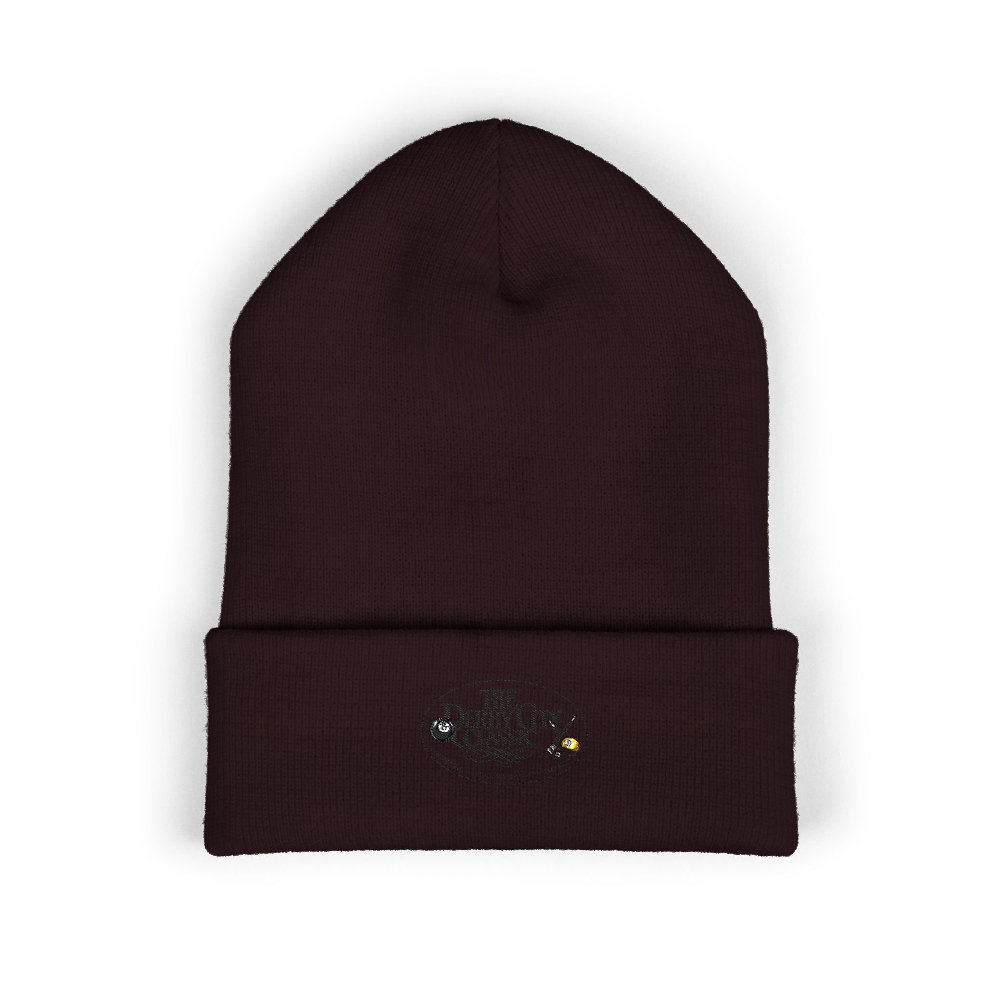 Floral Skull Crest Beanie | Embroidered Cuffed Beanie
