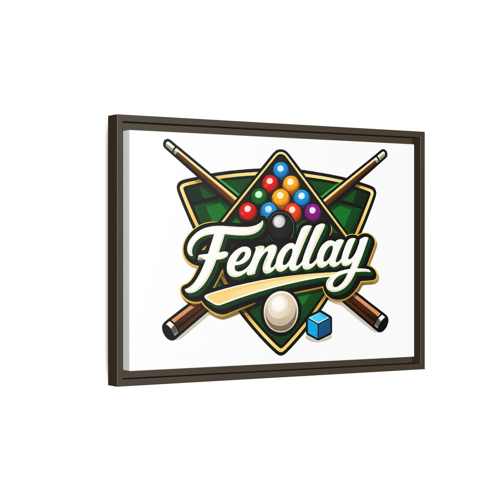 Billiards Logo Fendlay Matte Canvas Framed | Pool Cue & Balls Wall Art