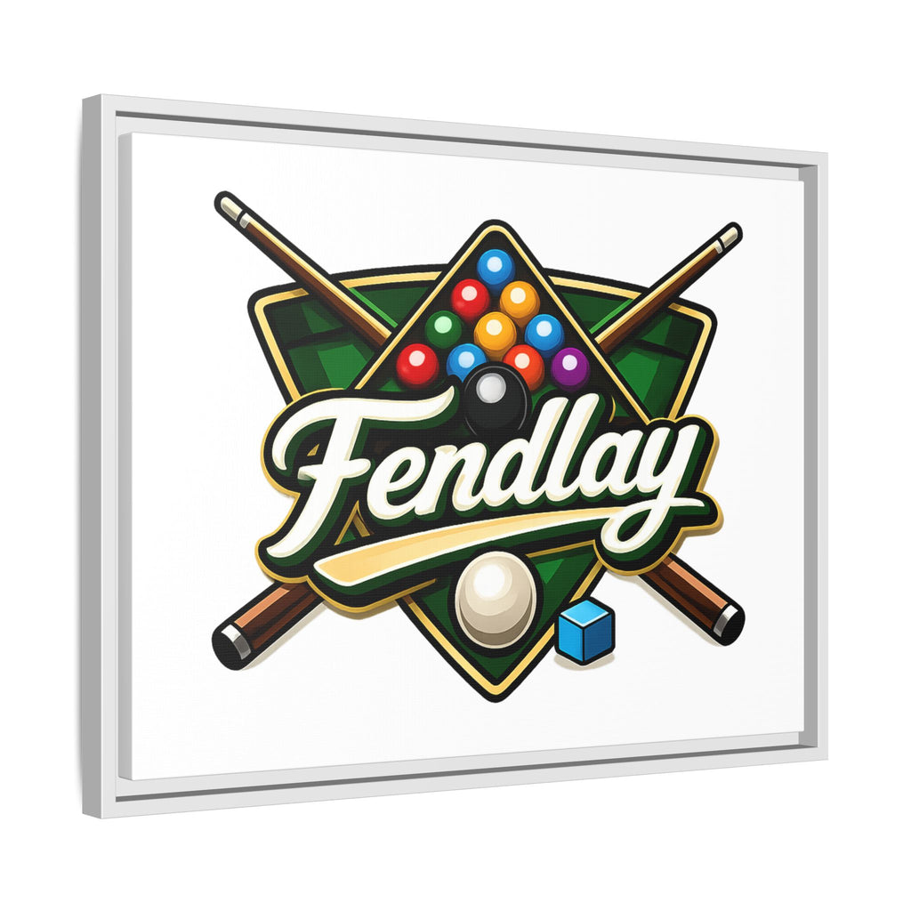 Billiards Logo Fendlay Matte Canvas Framed | Pool Cue & Balls Wall Art