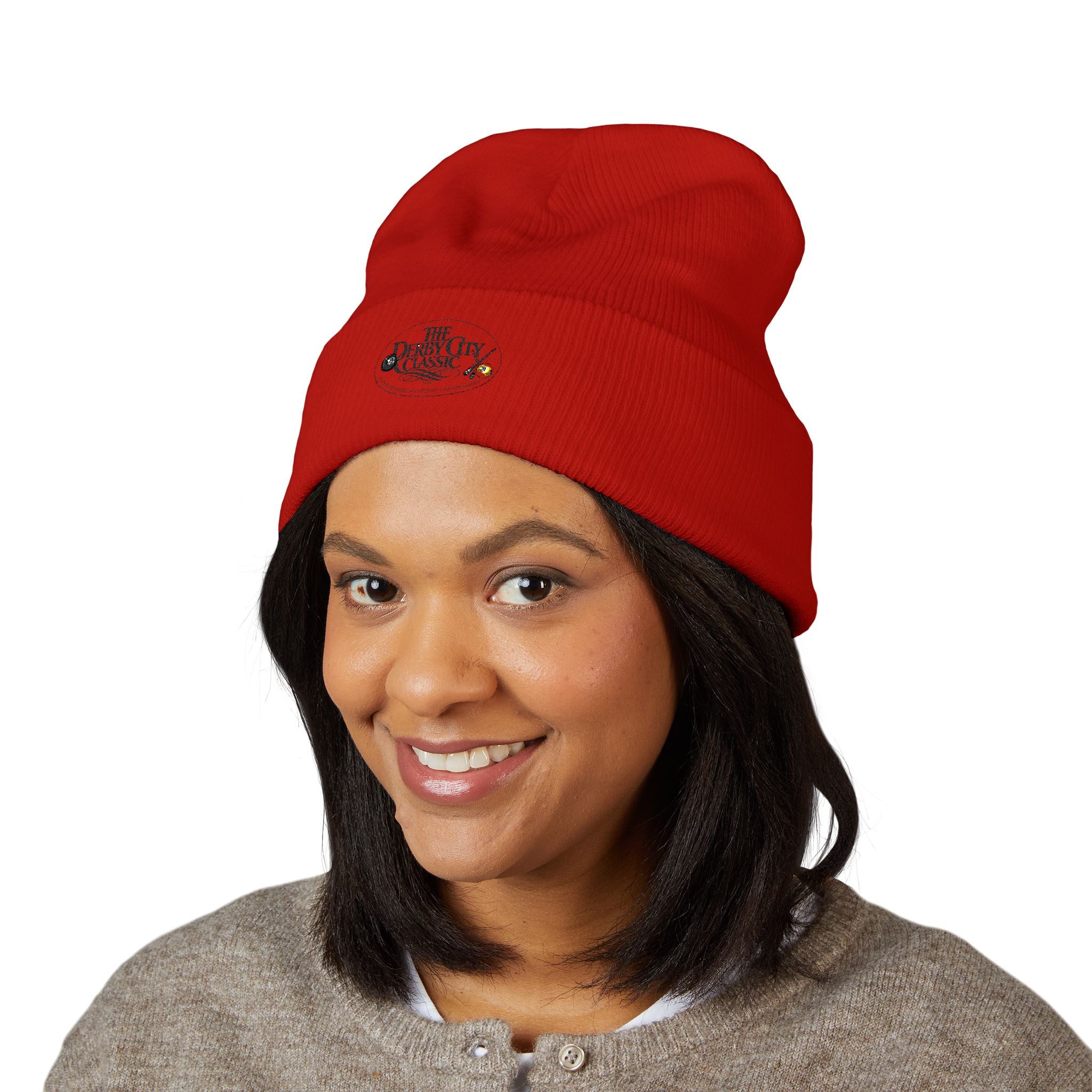Floral Skull Crest Beanie | Embroidered Cuffed Beanie