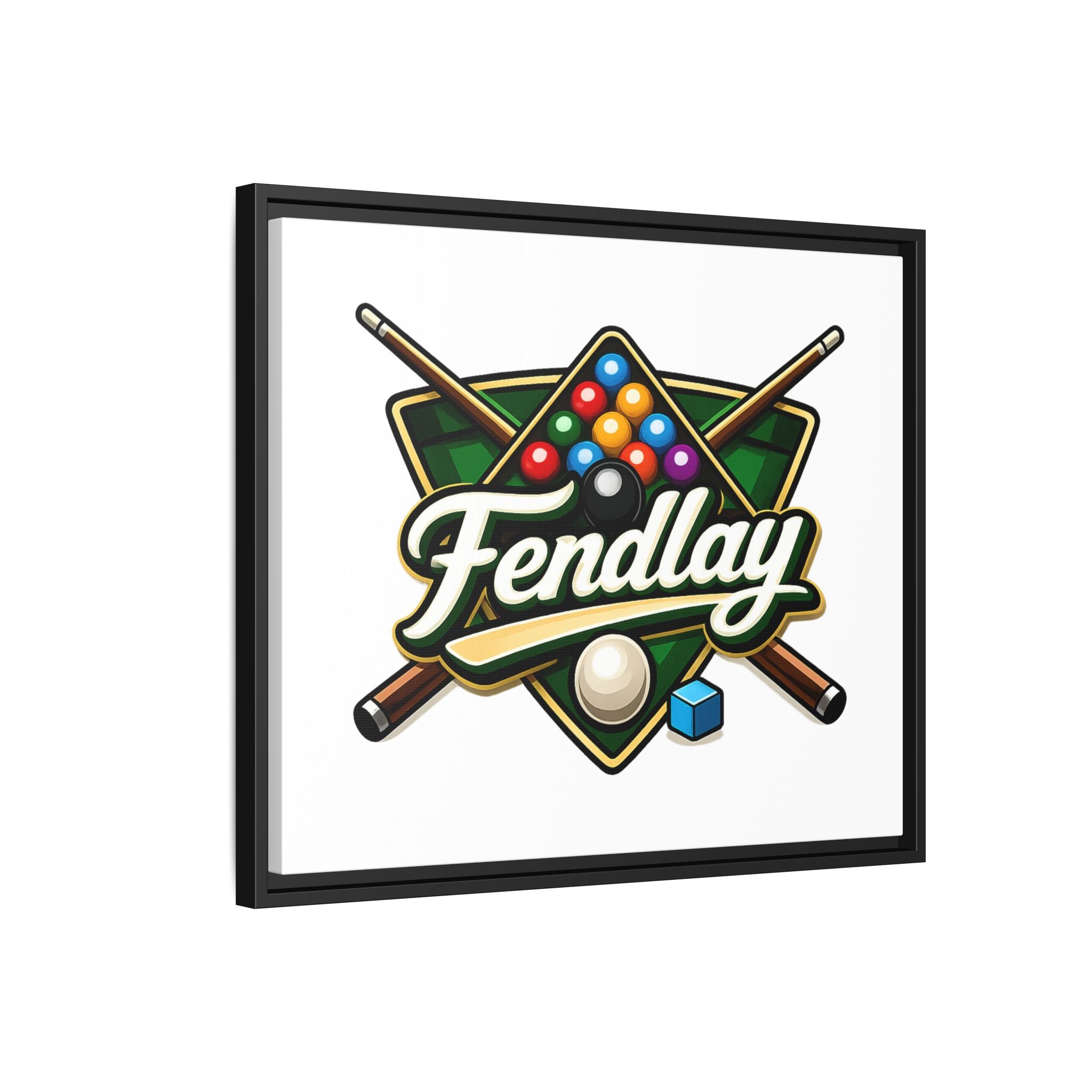 Billiards Logo Fendlay Matte Canvas Framed | Pool Cue & Balls Wall Art