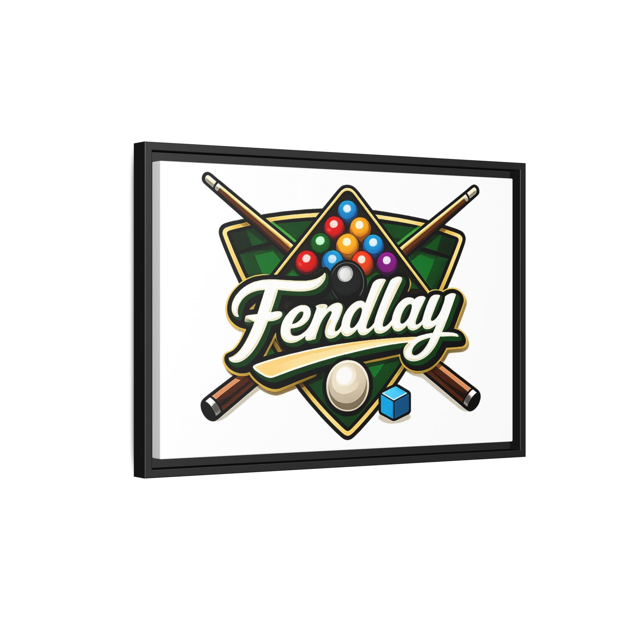 Billiards Logo Fendlay Matte Canvas Framed | Pool Cue & Balls Wall Art