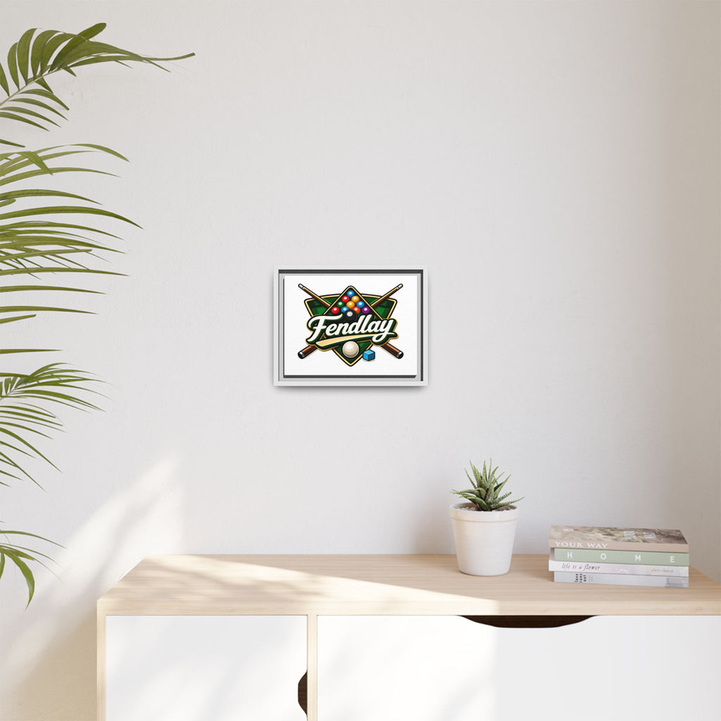 Billiards Logo Fendlay Matte Canvas Framed | Pool Cue & Balls Wall Art