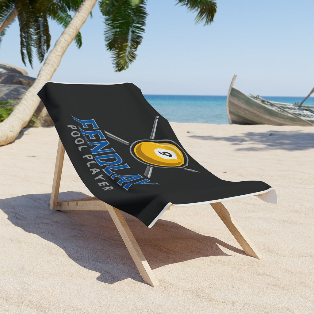 9 Ball Pool Player Beach Towel | Billiards Cue Logo