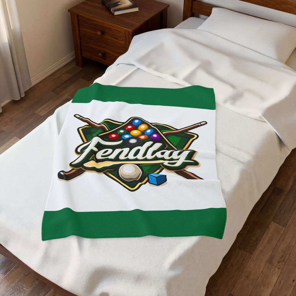 Pool Billiards Logo Velveteen Plush Blanket | Billiard Balls Cue Rack Design