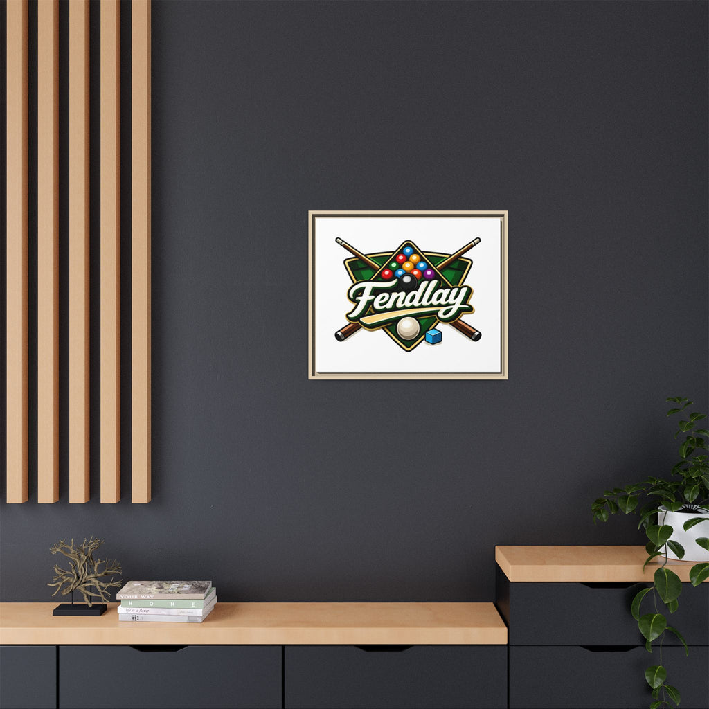 Billiards Logo Fendlay Matte Canvas Framed | Pool Cue & Balls Wall Art