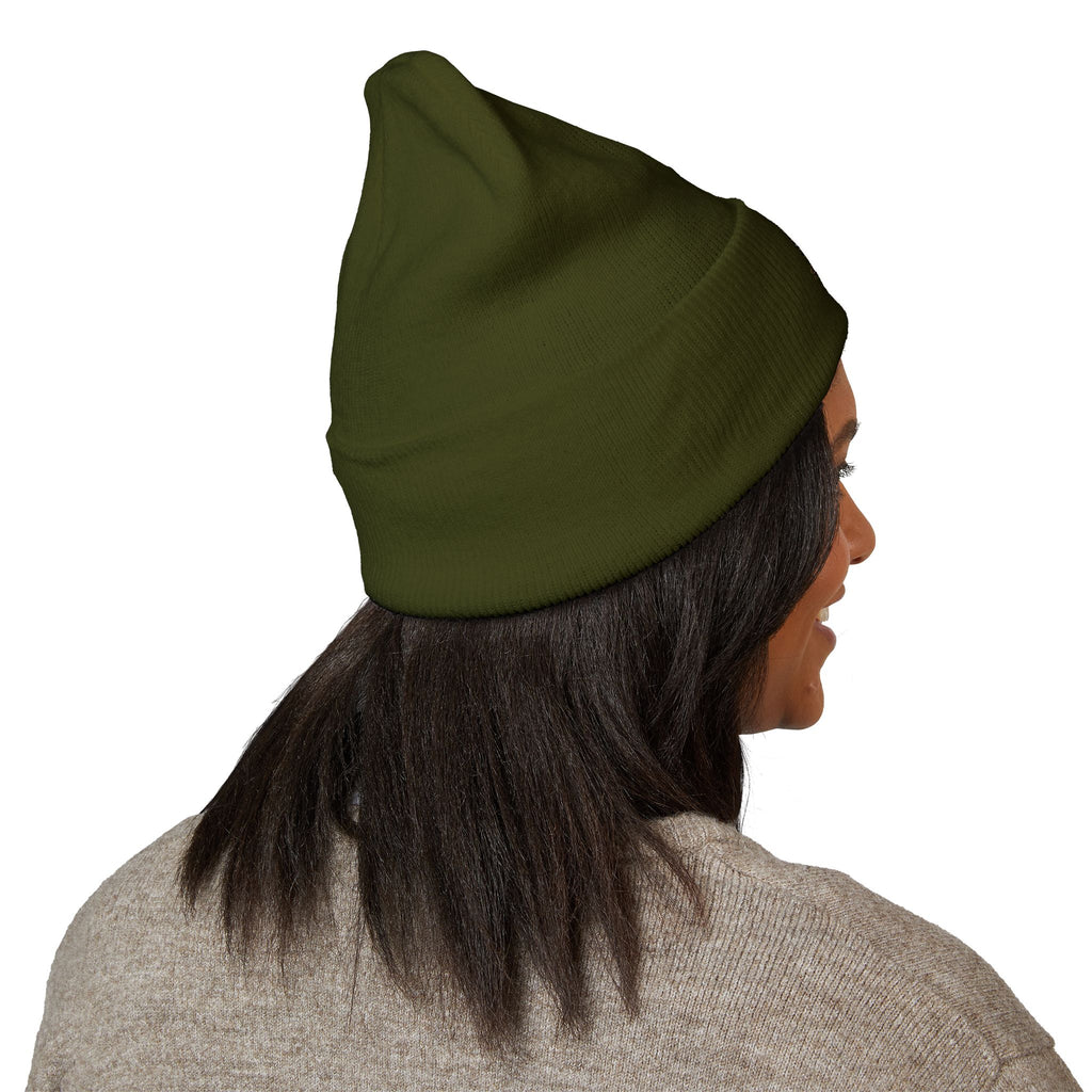 Floral Skull Crest Beanie | Embroidered Cuffed Beanie