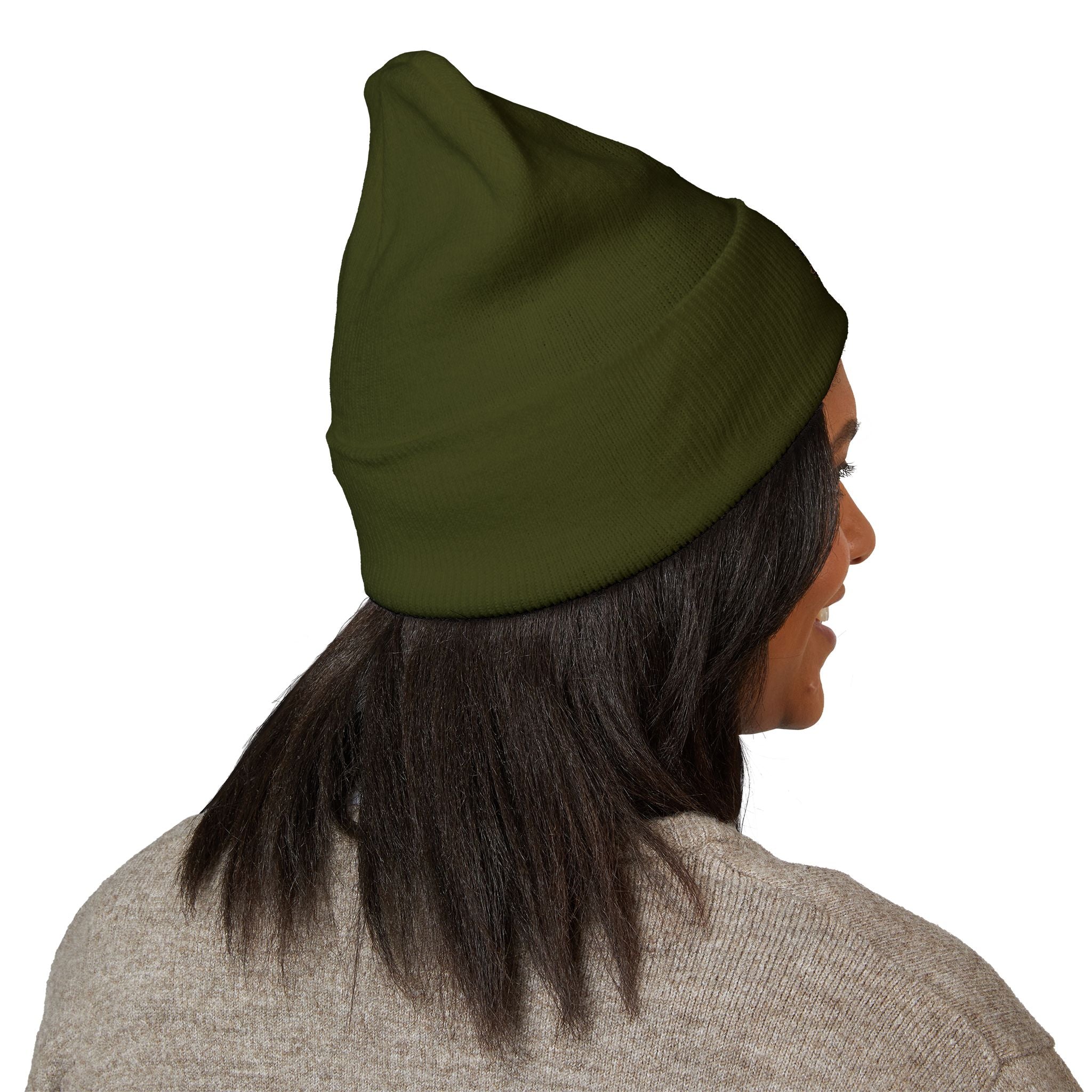 Floral Skull Crest Beanie | Embroidered Cuffed Beanie
