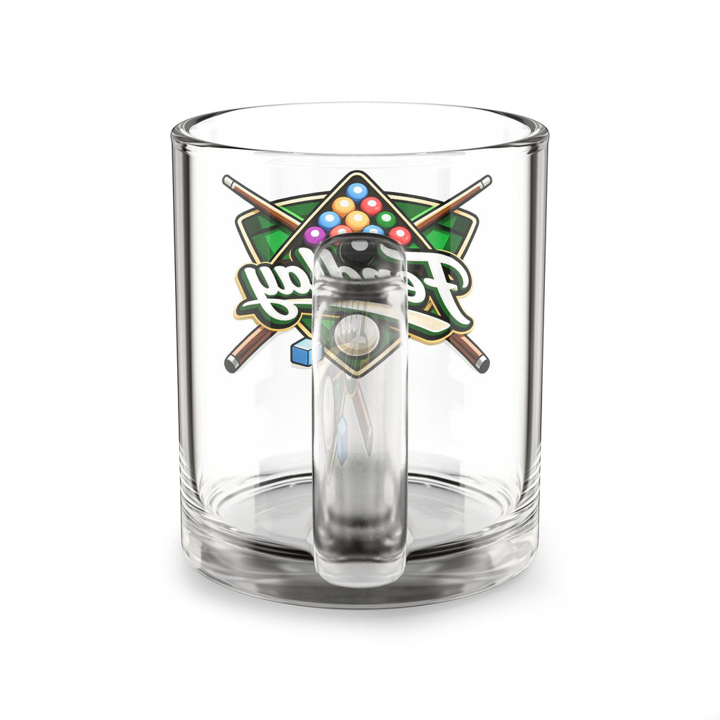 Billiards Pool Rack Logo Glass Mug | 10oz Pool Cue Coffee Cup