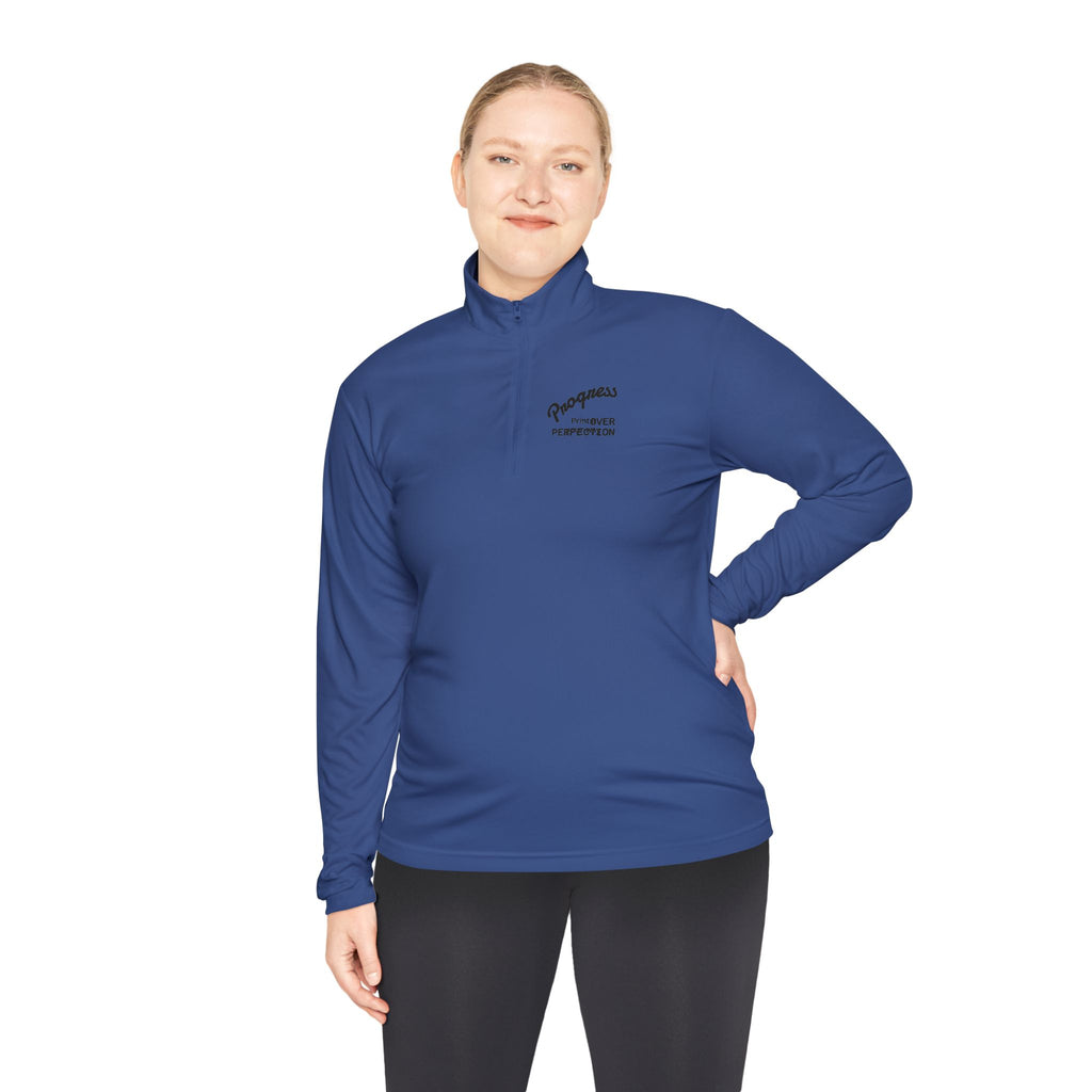 Wave Heart Logo Quarter-Zip Pullover | Minimal Script Chest Print