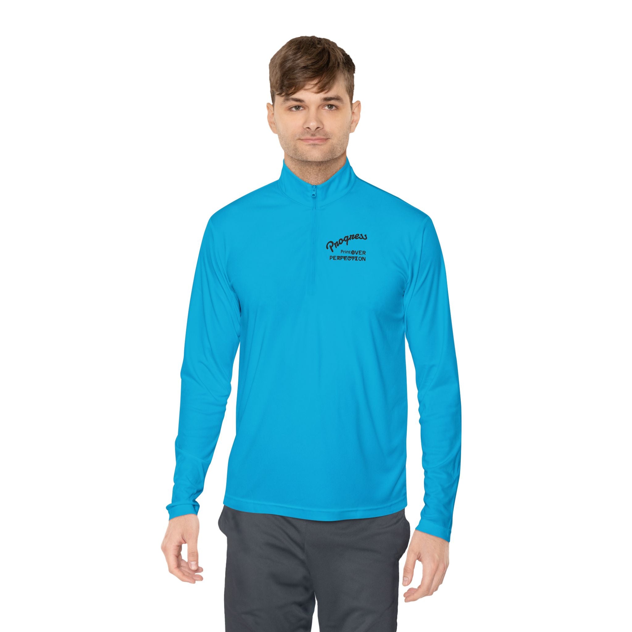 Wave Heart Logo Quarter-Zip Pullover | Minimal Script Chest Print