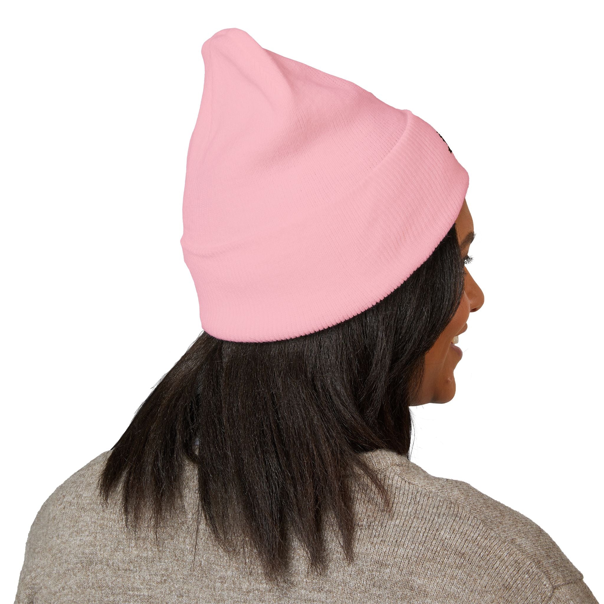 Floral Skull Crest Beanie | Embroidered Cuffed Beanie