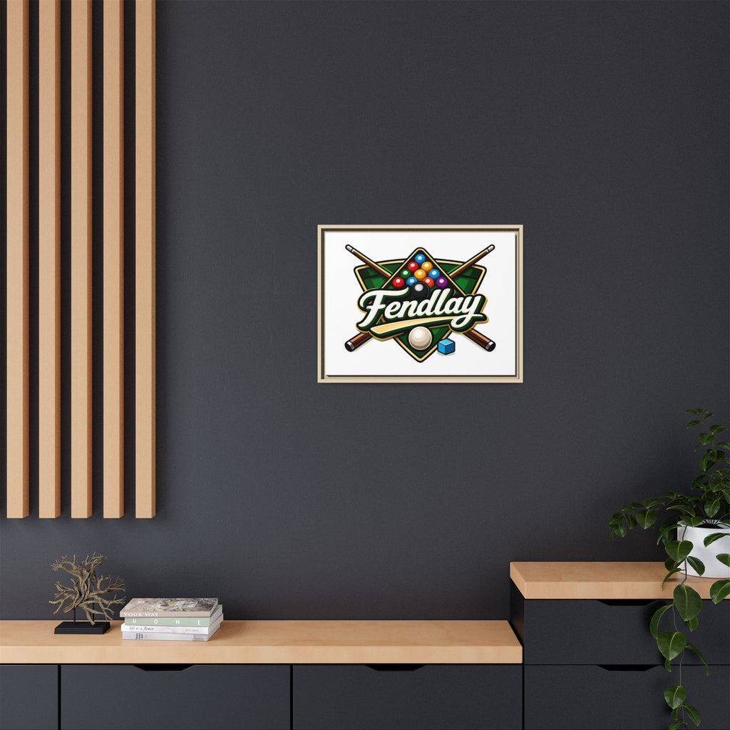 Billiards Logo Fendlay Matte Canvas Framed | Pool Cue & Balls Wall Art
