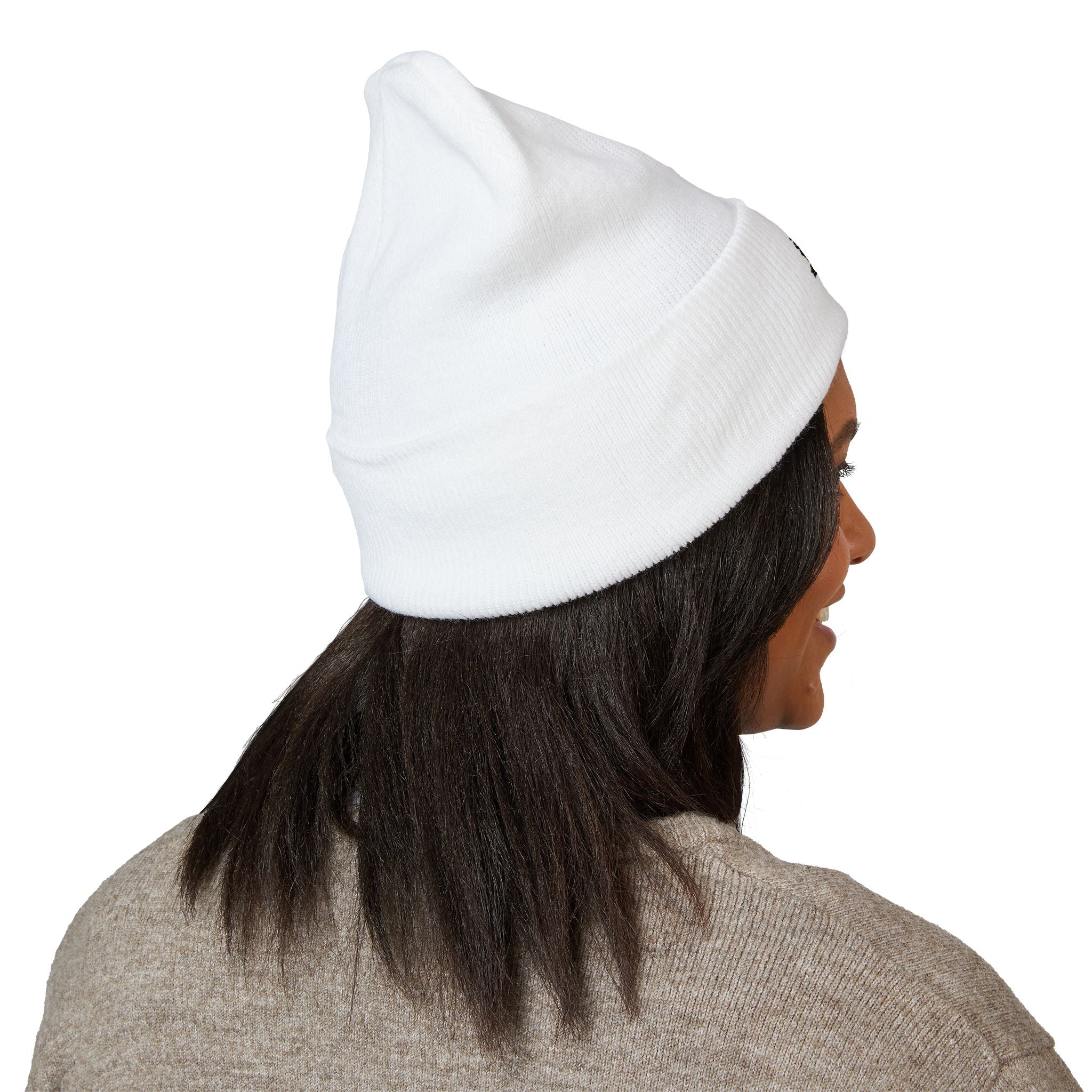 Floral Skull Crest Beanie | Embroidered Cuffed Beanie