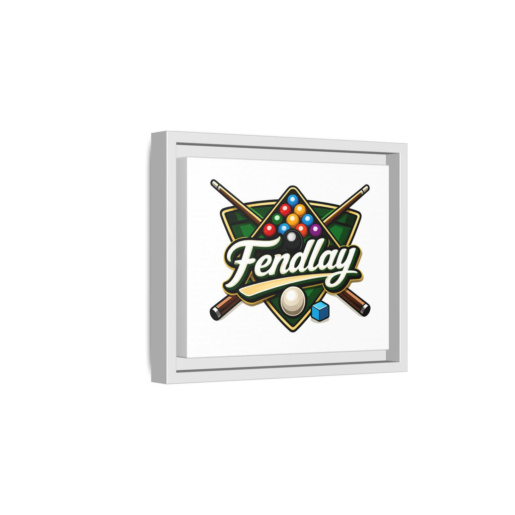 Billiards Logo Fendlay Matte Canvas Framed | Pool Cue & Balls Wall Art
