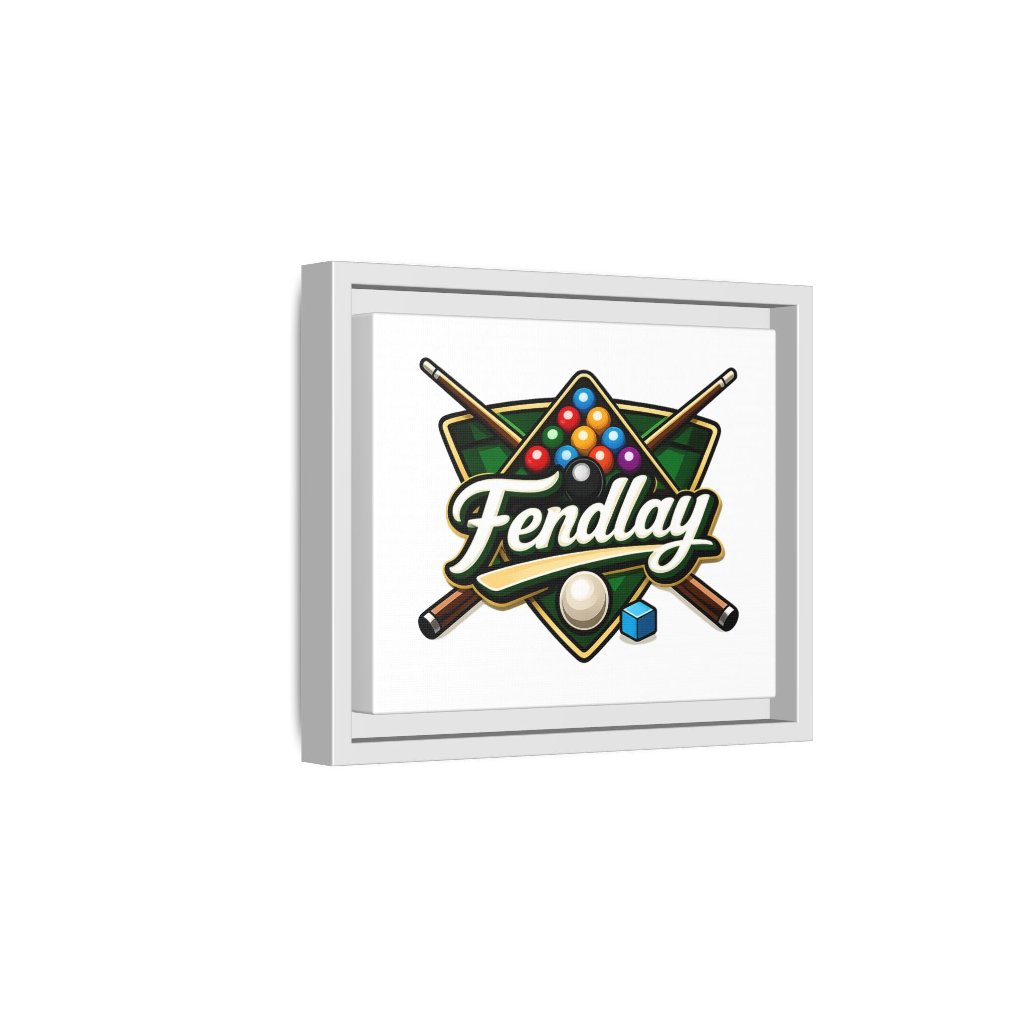 Billiards Logo Fendlay Matte Canvas Framed | Pool Cue & Balls Wall Art