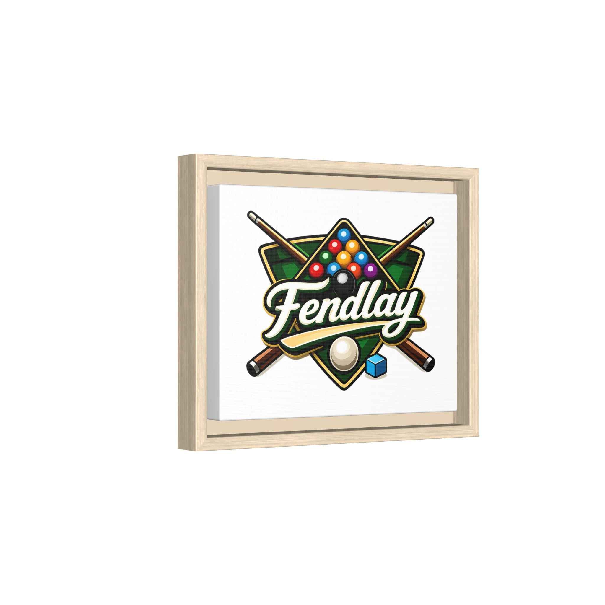 Billiards Logo Fendlay Matte Canvas Framed | Pool Cue & Balls Wall Art
