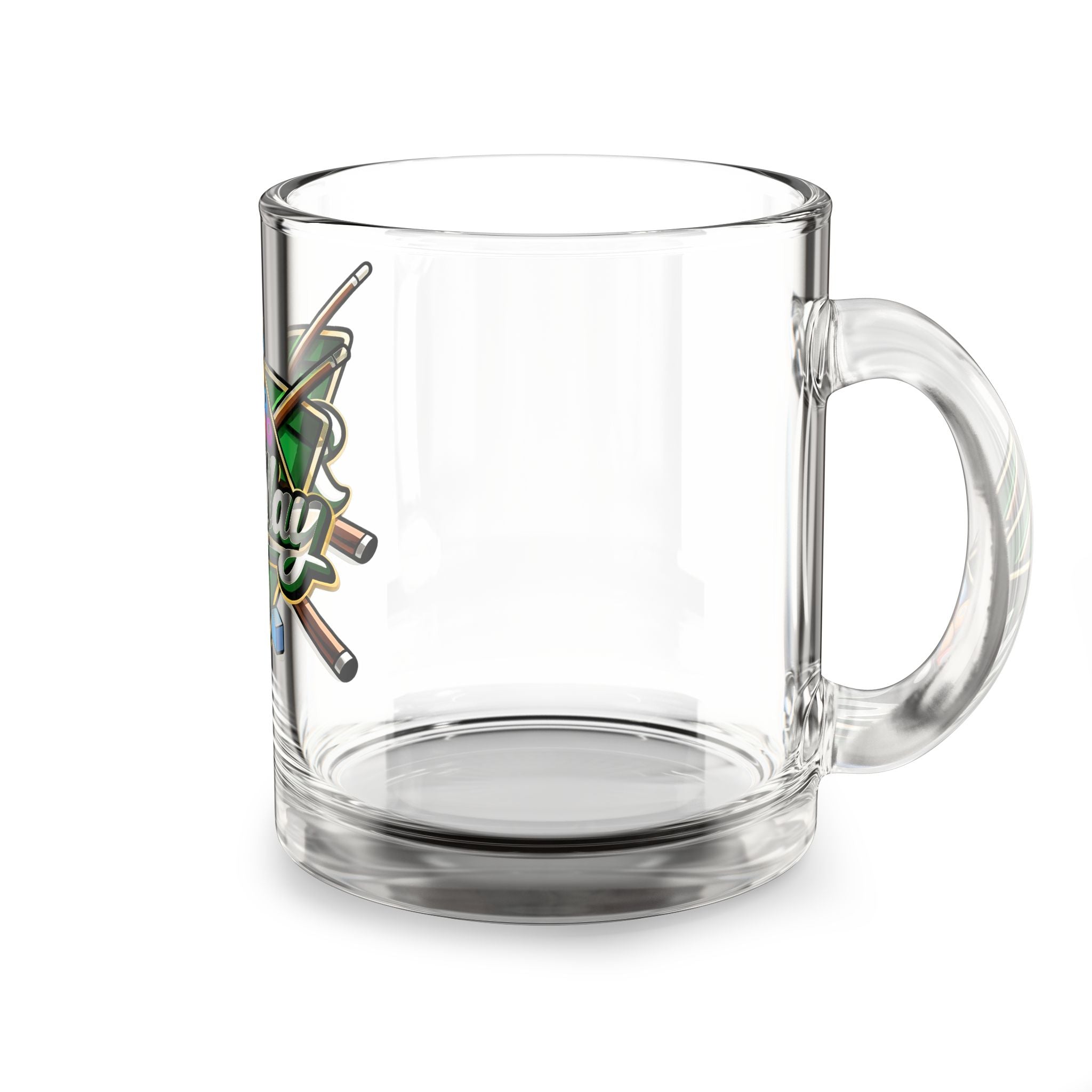 Billiards Pool Rack Logo Glass Mug | 10oz Pool Cue Coffee Cup