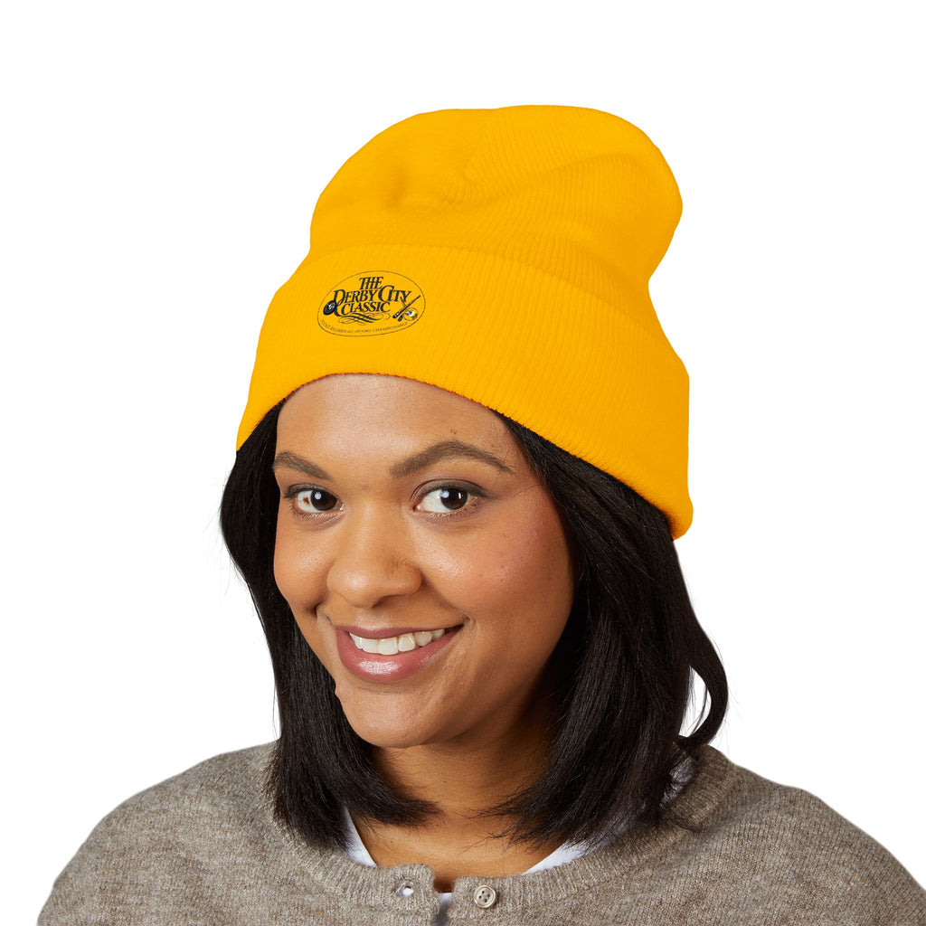 Floral Skull Crest Beanie | Embroidered Cuffed Beanie
