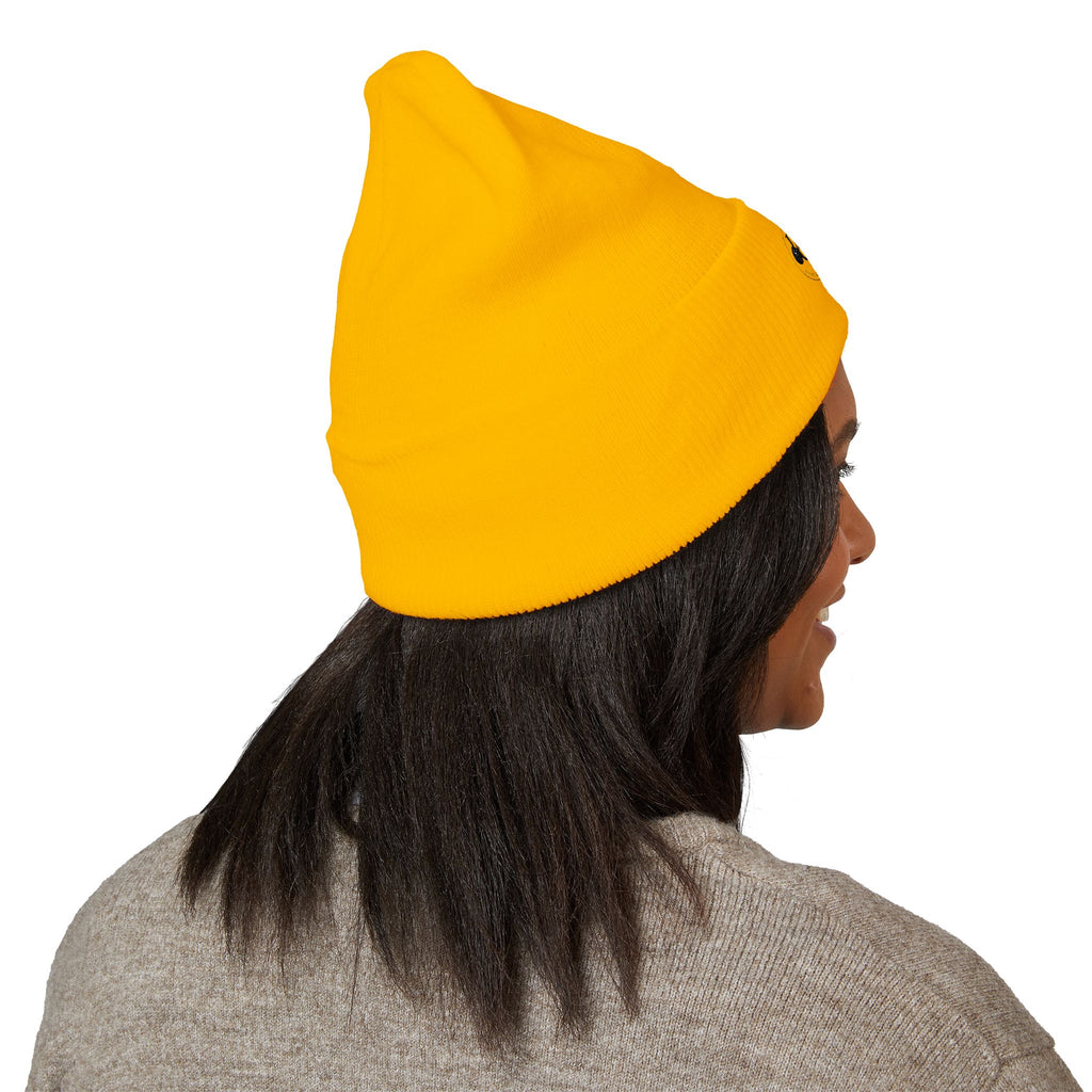 Floral Skull Crest Beanie | Embroidered Cuffed Beanie