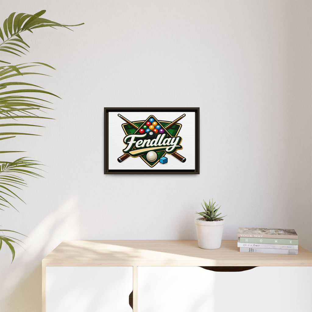 Billiards Logo Fendlay Matte Canvas Framed | Pool Cue & Balls Wall Art