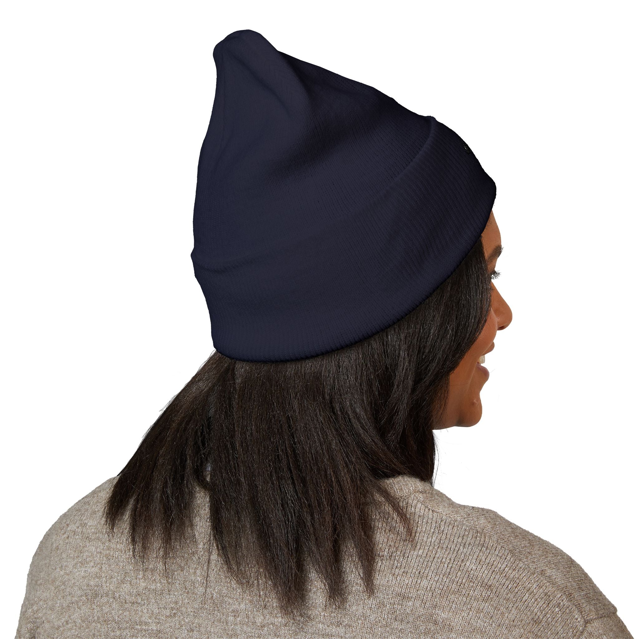 Floral Skull Crest Beanie | Embroidered Cuffed Beanie