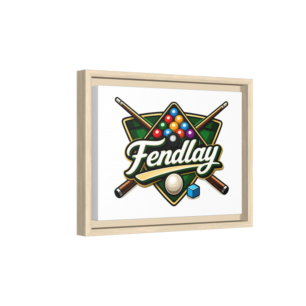 Billiards Logo Fendlay Matte Canvas Framed | Pool Cue & Balls Wall Art
