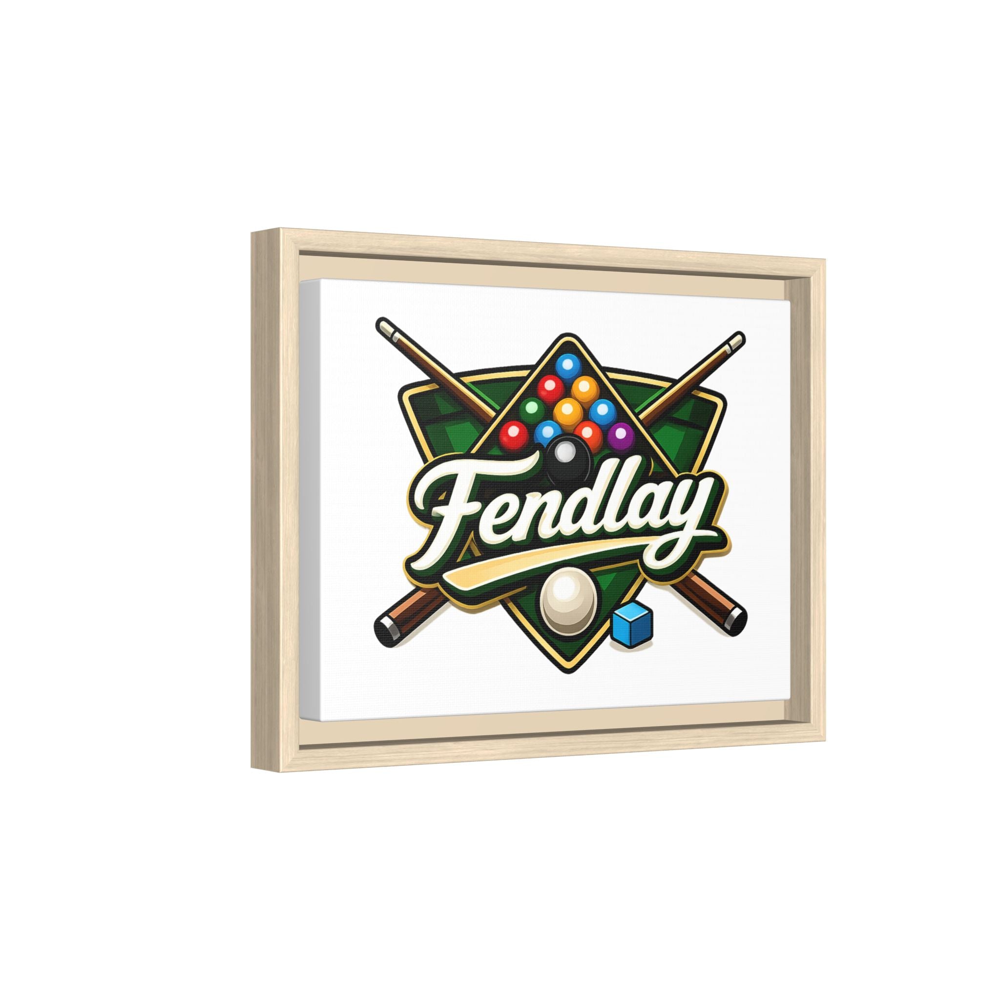 Billiards Logo Fendlay Matte Canvas Framed | Pool Cue & Balls Wall Art