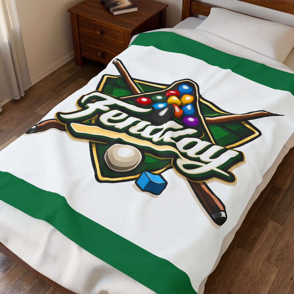 Pool Billiards Logo Velveteen Plush Blanket | Billiard Balls Cue Rack Design