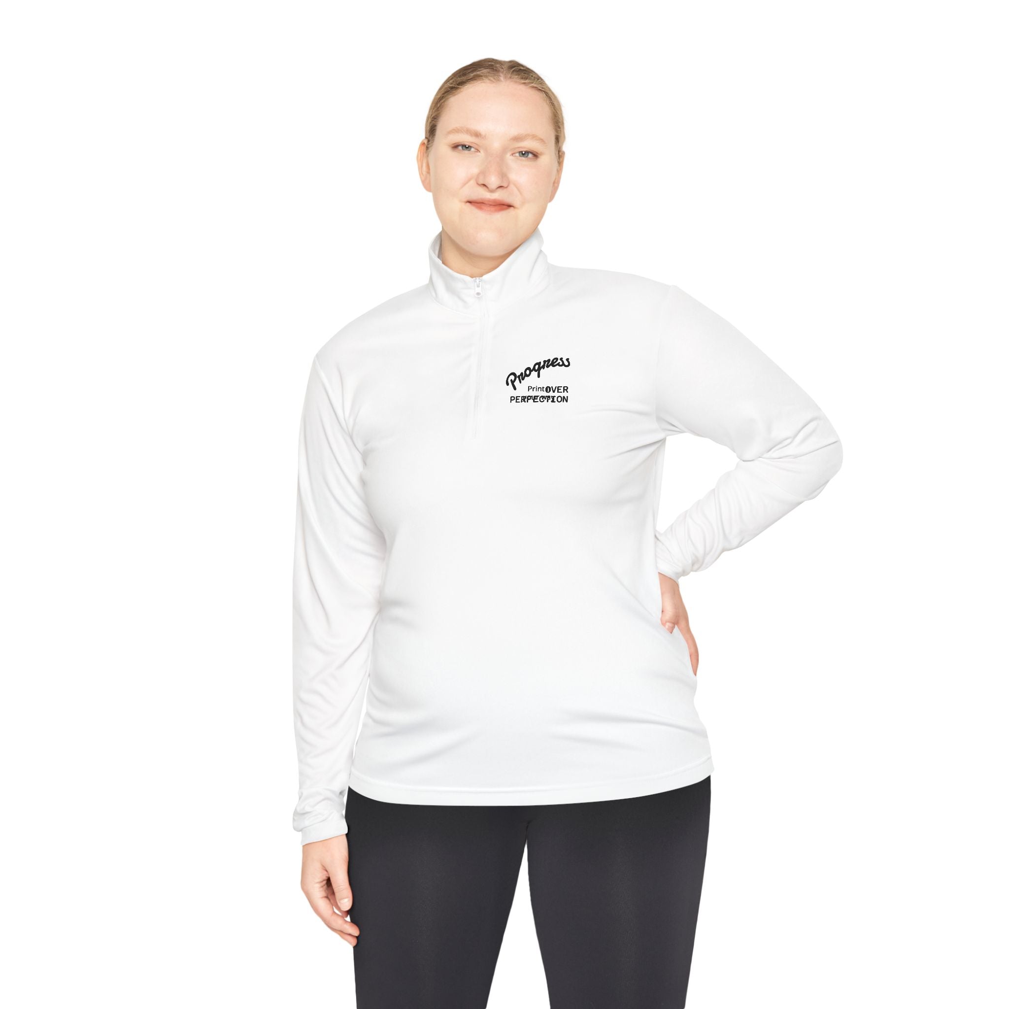 Wave Heart Logo Quarter-Zip Pullover | Minimal Script Chest Print