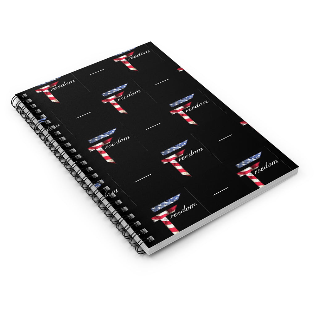 American Flag 'T' Freedom Pattern Spiral Notebook | Ruled