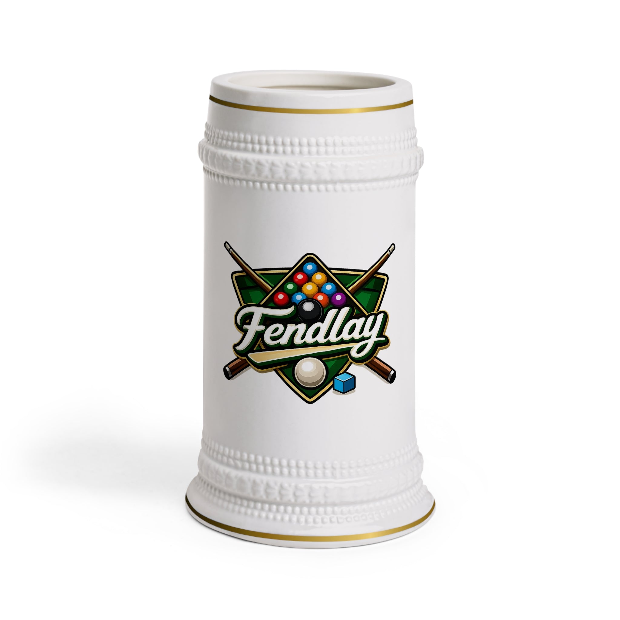 Fendlay Billiards Logo Stein Mug | Pool Cues, Billiard Balls