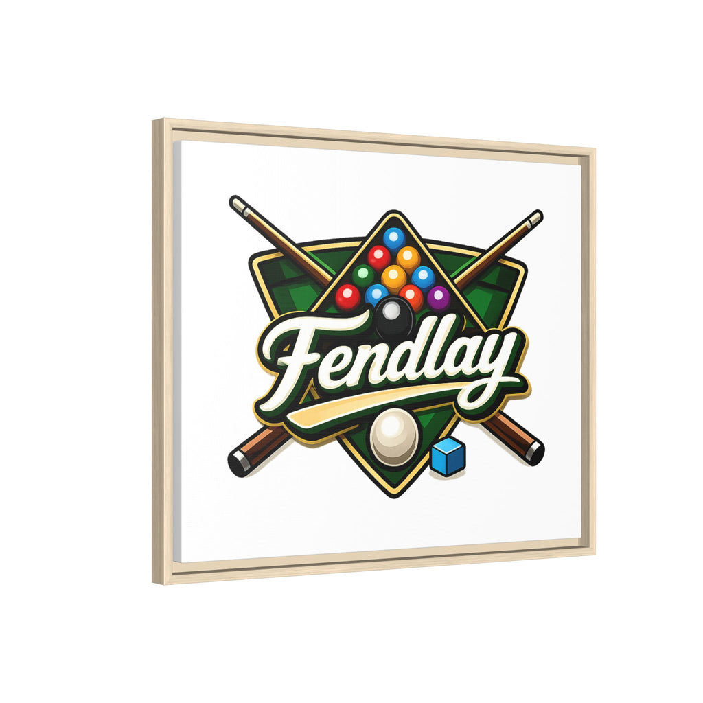 Billiards Logo Fendlay Matte Canvas Framed | Pool Cue & Balls Wall Art