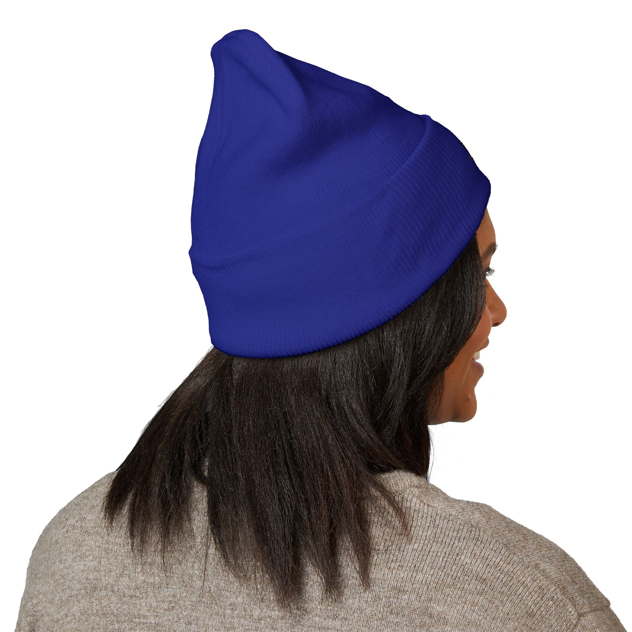 Floral Skull Crest Beanie | Embroidered Cuffed Beanie