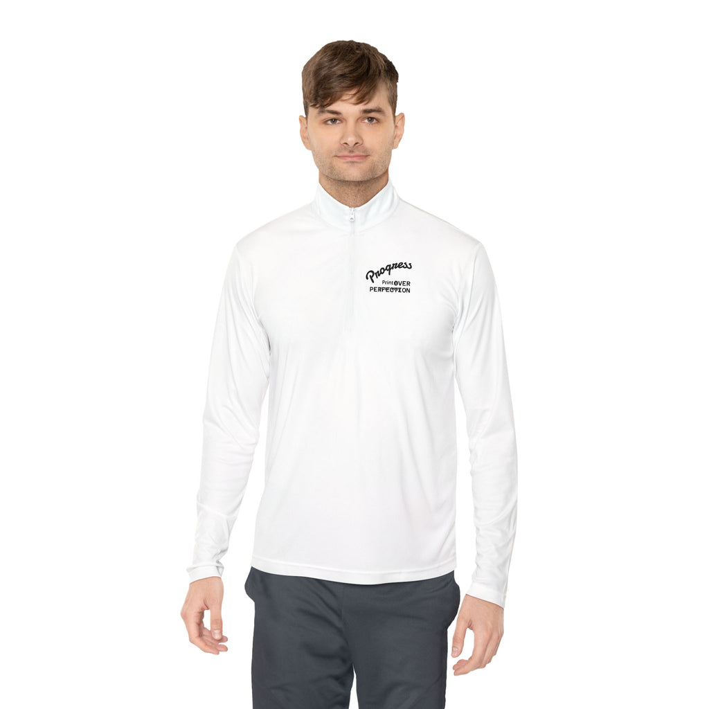 Wave Heart Logo Quarter-Zip Pullover | Minimal Script Chest Print