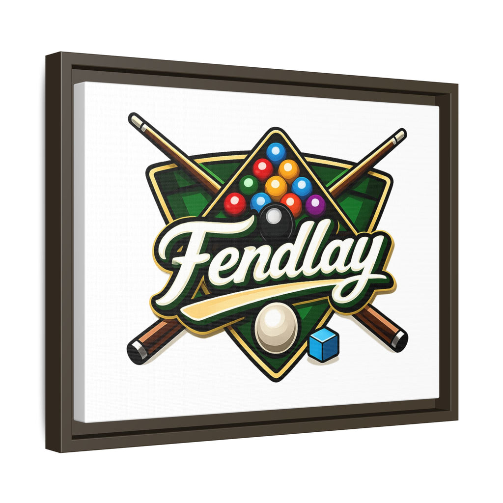 Billiards Logo Fendlay Matte Canvas Framed | Pool Cue & Balls Wall Art
