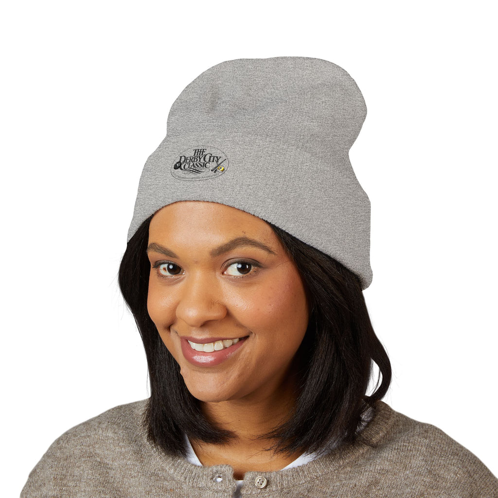 Floral Skull Crest Beanie | Embroidered Cuffed Beanie