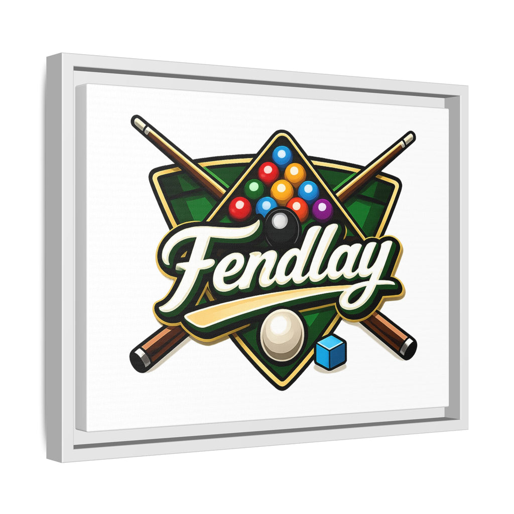 Billiards Logo Fendlay Matte Canvas Framed | Pool Cue & Balls Wall Art
