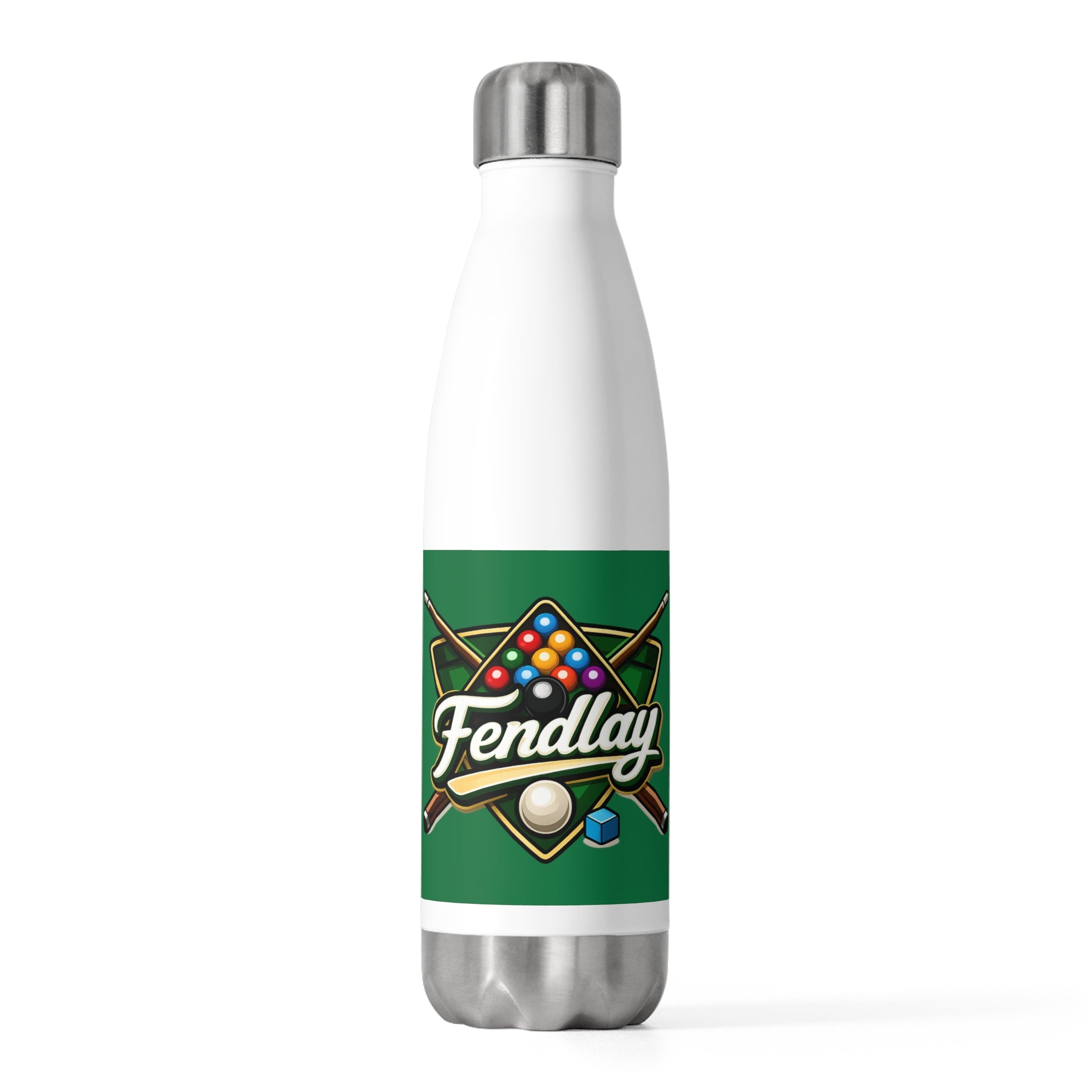 Billiards Rack Logo 20oz Insulated Bottle | Pool Cue, Billiard Balls Design