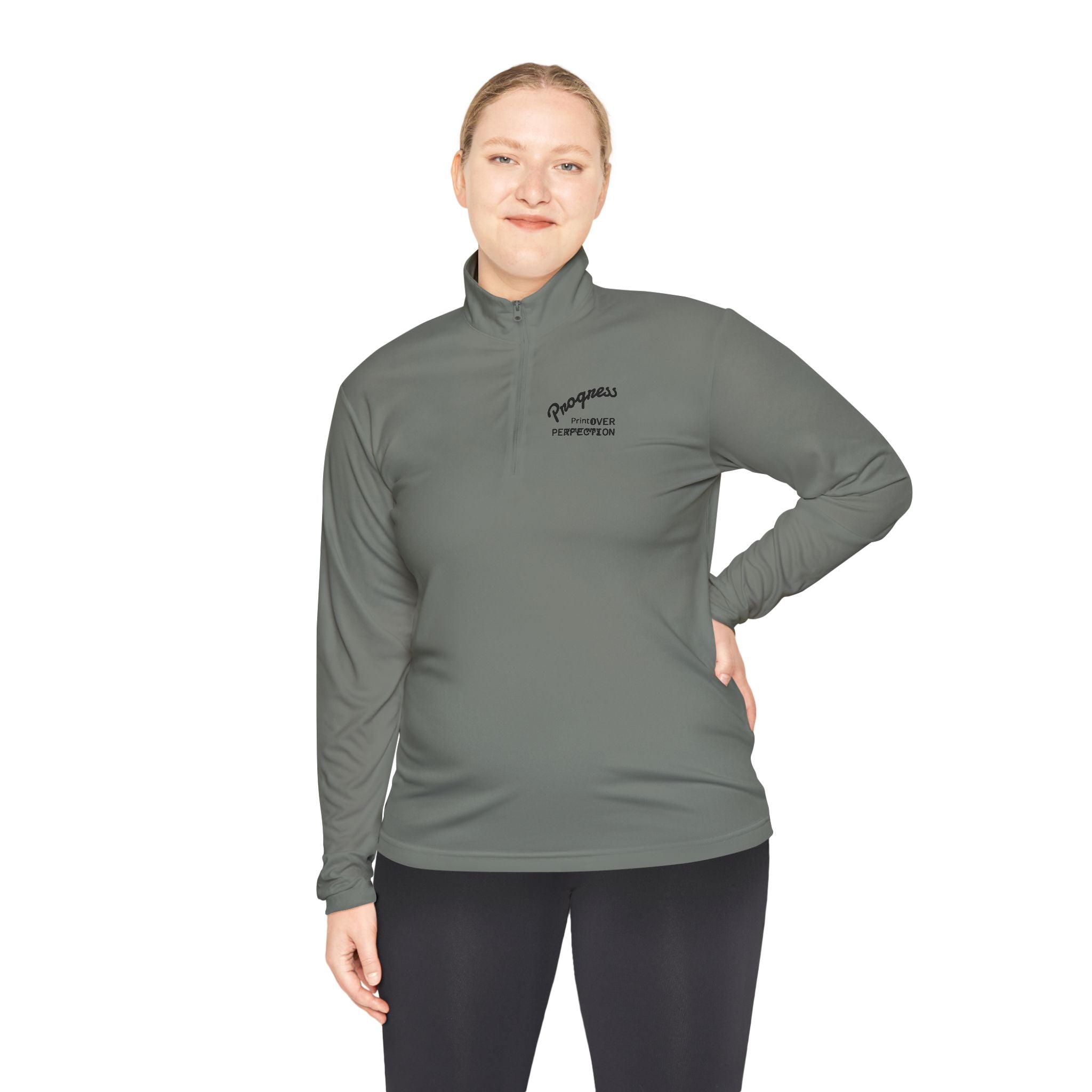 Wave Heart Logo Quarter-Zip Pullover | Minimal Script Chest Print