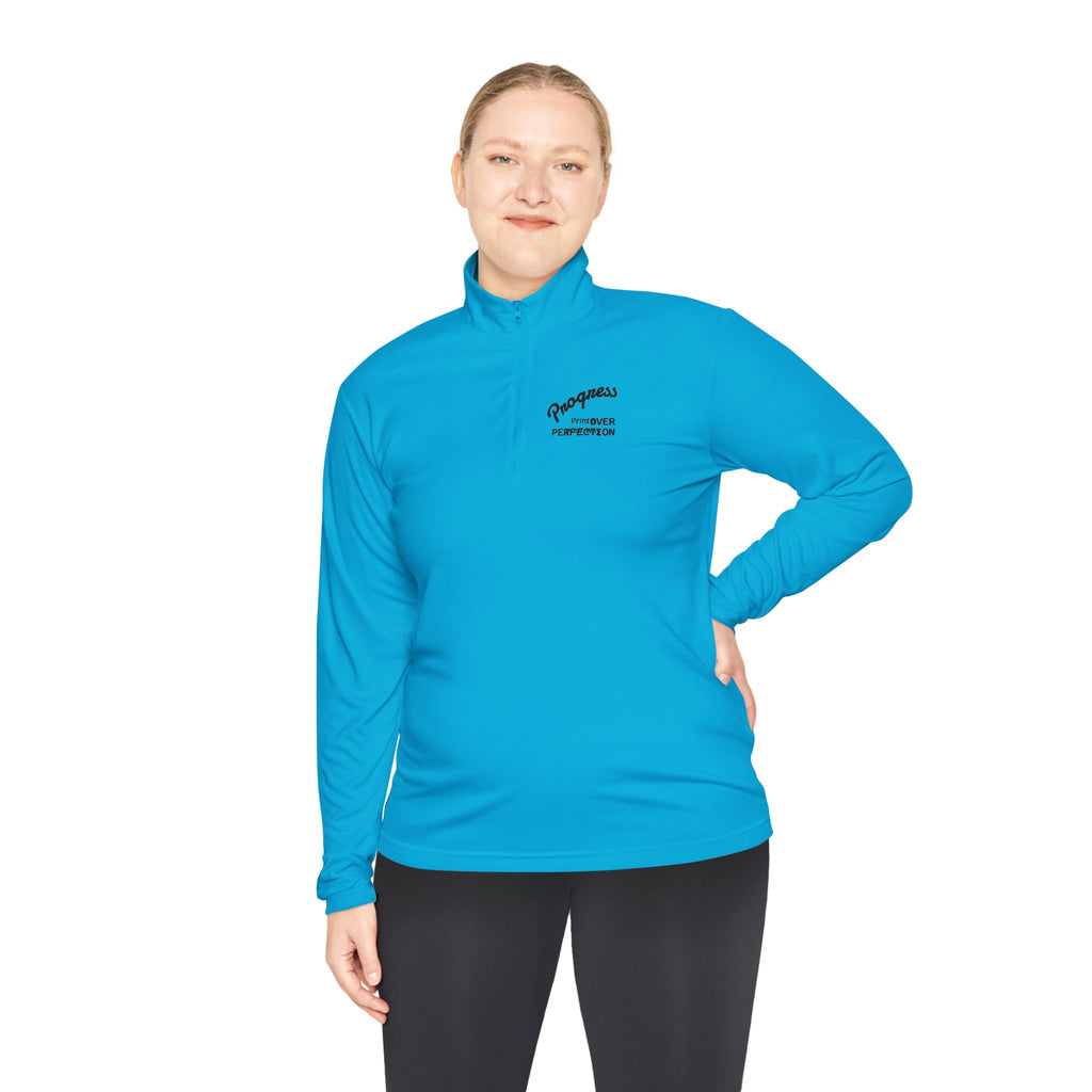 Wave Heart Logo Quarter-Zip Pullover | Minimal Script Chest Print